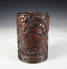 Antique Japanese Carved Wood Covered Box