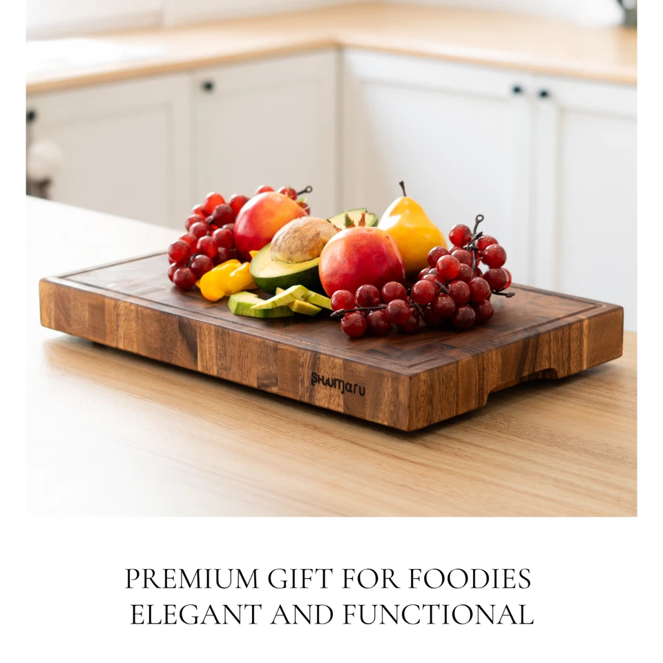 SHUMARU Tropical Walnut End-Grain Wood Cutting Board – 19X12X2" Butcher Block - Image 4 of 4