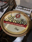 VINTAGE Stroh's is Spoken Here Beer Sign Reflective/Mirror 18.5" x21.5" Oval