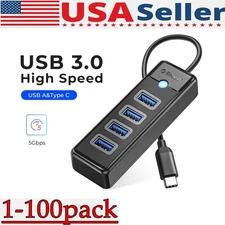 4 Port USB C Hub Splitter Multi Adapter 5Gbps High Speed PC Desktop Laptop LOT//