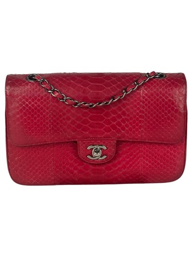 Size M - Chanel Classic Double Flap Python Bag Pink 2014 - Pre-Owned