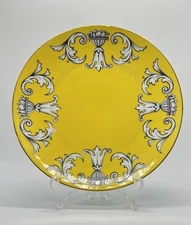 Antique RS Germany Porcelain Plate Yellow Black Basket Design 8.25” 1890s