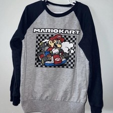 Nintendo Super Mario Kart Sweatshirt Youth 7 Sweater Blue Gray Crew Jumping Bean