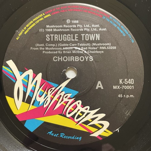 Disco de vinilo Choirboys Struggle Town / Let’s Party 7” 45 RPM K-540 Mushroom 1988 - Imagen 8 de 24