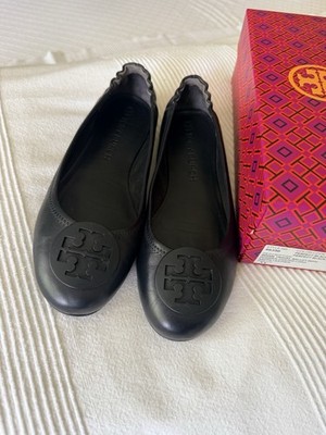 TORY BURCH, MINNIE TRAVEL BALLET WITH POWDER COATED LOGO, NAPPA Leder ,US Gr. 11