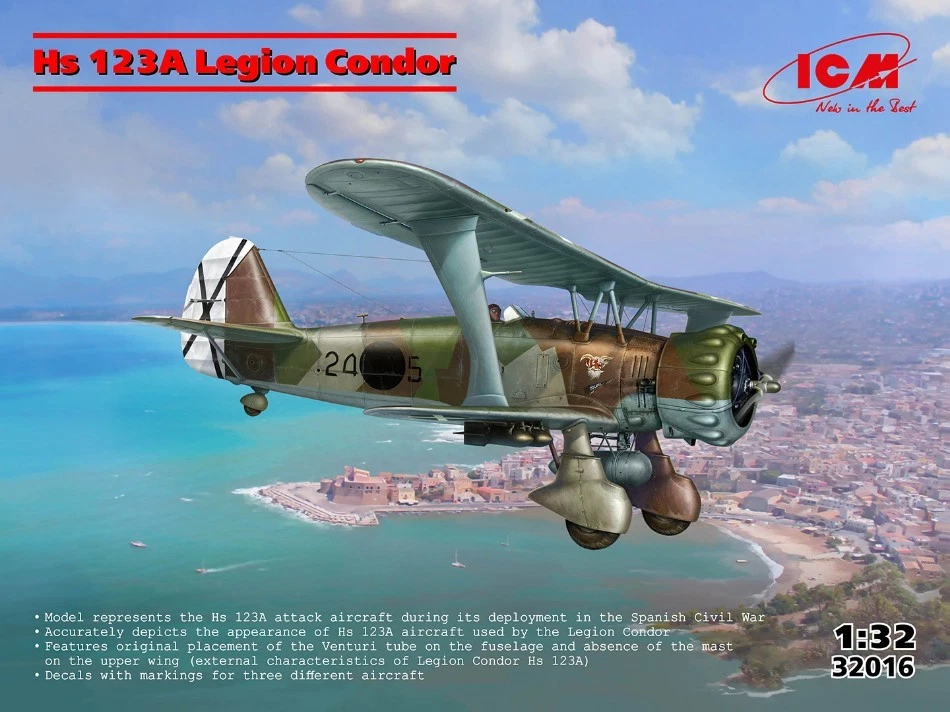 KIT MODELLINO AEREO MILITARE STATICO ICM HS 123A-1 LEGION CONDOR SCAòA 1:32 - Immagine 2 di 4