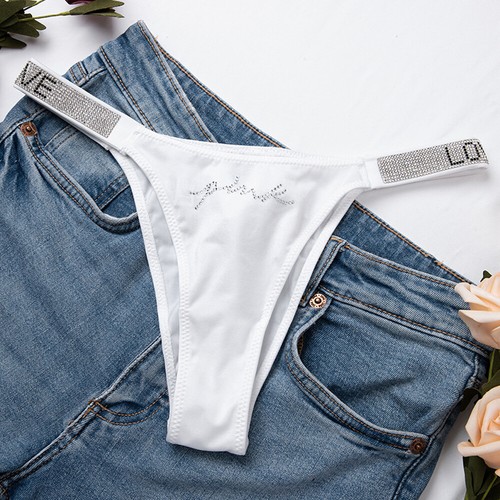 Women Sexy Thongs Briefs T-back Knickers Rhinestone G-String Breathable Comfort - Picture 9 of 24