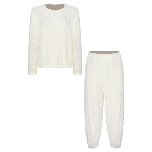 Womens Pajamas Set New Year Sleepwear Solid Color Homewear Elastic Waistband - Picture 46 of 79
