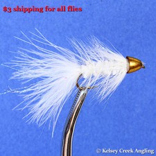 1 Dozen (12) Conehead White Wooly Bugger - fishing fly, streamer, trout fly