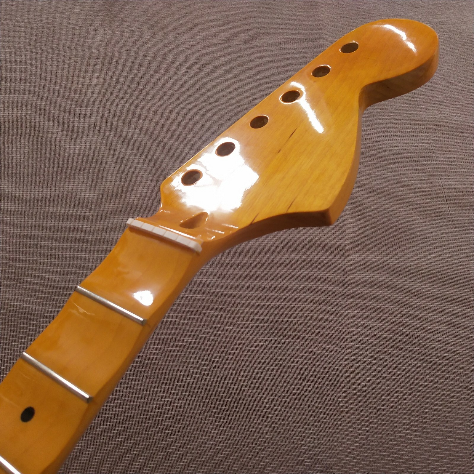 Yellow Gloss Full scalloped Guitar neck 21 Fret 25.5" Maple Fretboard