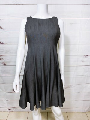 Calvin Klein Womens Fit & Flare Dress Size 4P Gray Lined Sleeveless Back  Zip | eBay