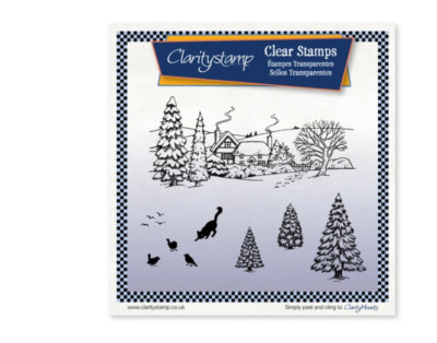 CLARITYSTAMP Winterszene Clear Stamps Set - Dorfhaus Landhaus Szene Baumeister