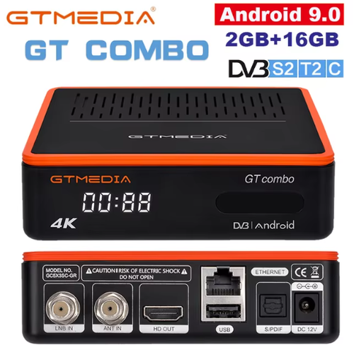 GTX Combo Android 9.0 DVB-S2/T2/C 8K 4K H.265 2GB 16GB S905X3 Satellite Receiver - Picture 2 of 4