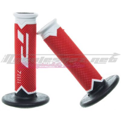 Poignées De Guidon Moto/Scooter DOPPLER 3D - Noir, Rouge, Blanc - Universelles - Revêtement Antidérapant