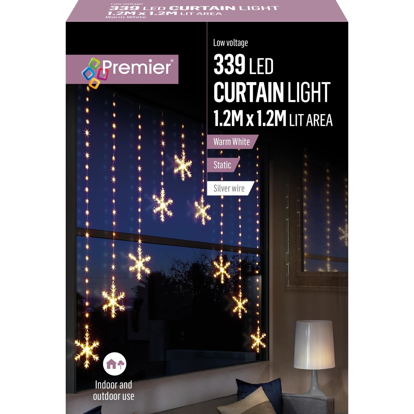 Outdoor Christmas Lights Decorative Xmas Hanging Warm White Snowflake 339 LED