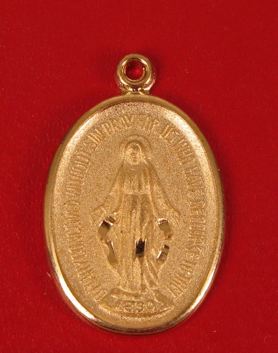 VINTAGE THEDA GOLD FILLED PENDANT CHARM VIRGIN MARY CONCEIVED JESUS WITHOUT SIN