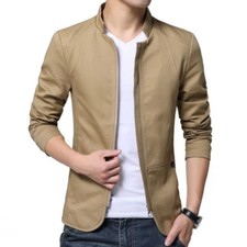 Mens Bomber Jacket Autumn Casual Coat Slim Fit Blazer Top Outwear Windbreaker