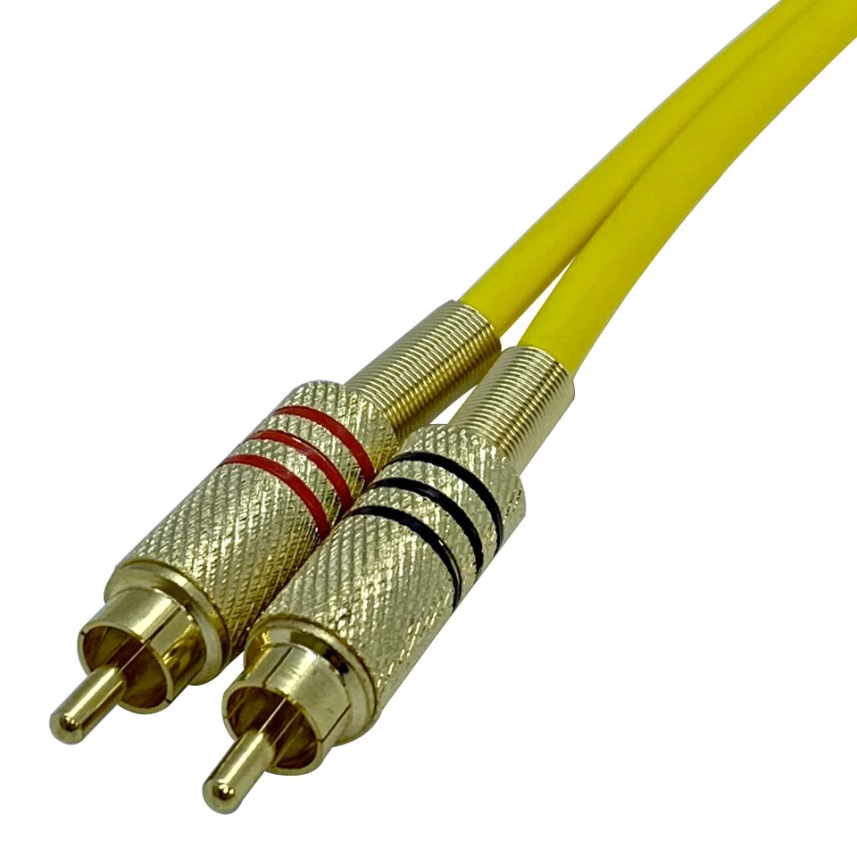 Premium 2 Foot Yellow Dual RCA Male to Dual RCA Male Audio Patch Cable - Image 2 of 2