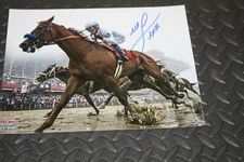 MIKE SMITH SIGNED AUTOGRAPHED 8X10 PHOTO PREAKNESS STAKES ABOARD JUSTIFY STEINER