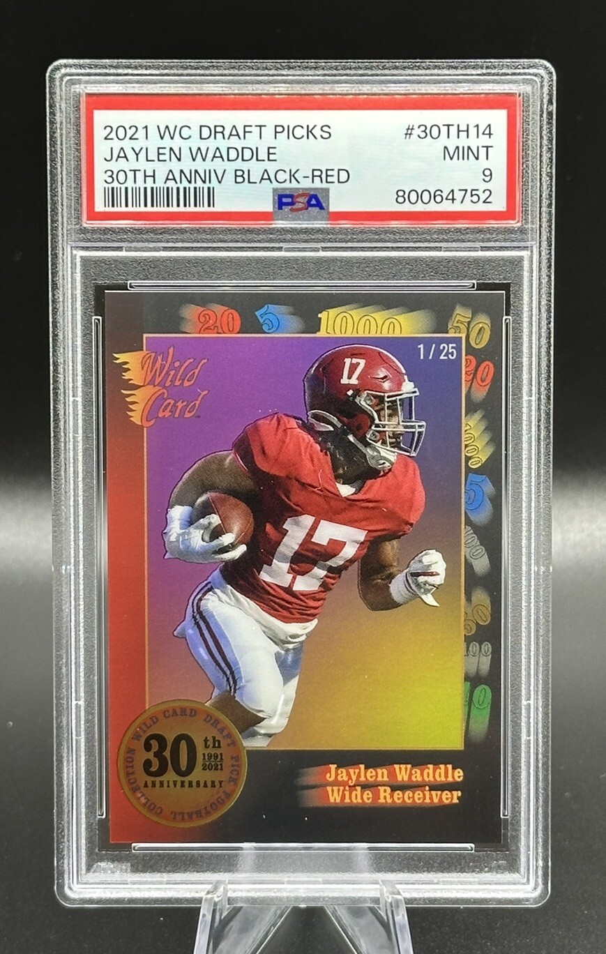 Jaylen Waddle Wild Card Draft Picks 30th Anniversary Black #30TH14 Red