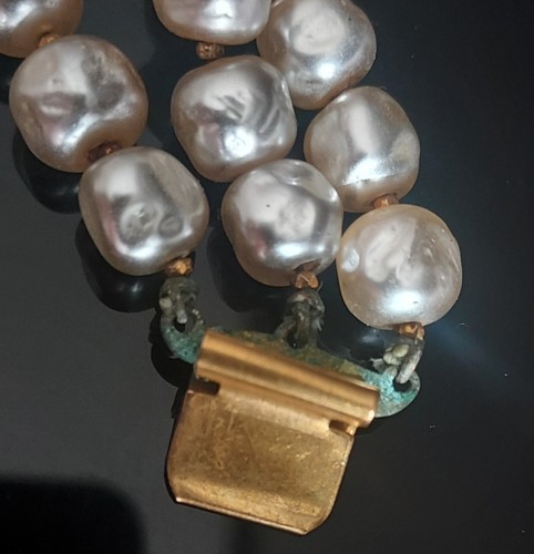 Vntg Necklace, Signed Original By Robert,  Faux Baroque Pearls, 3 Strand - Picture 8 of 11