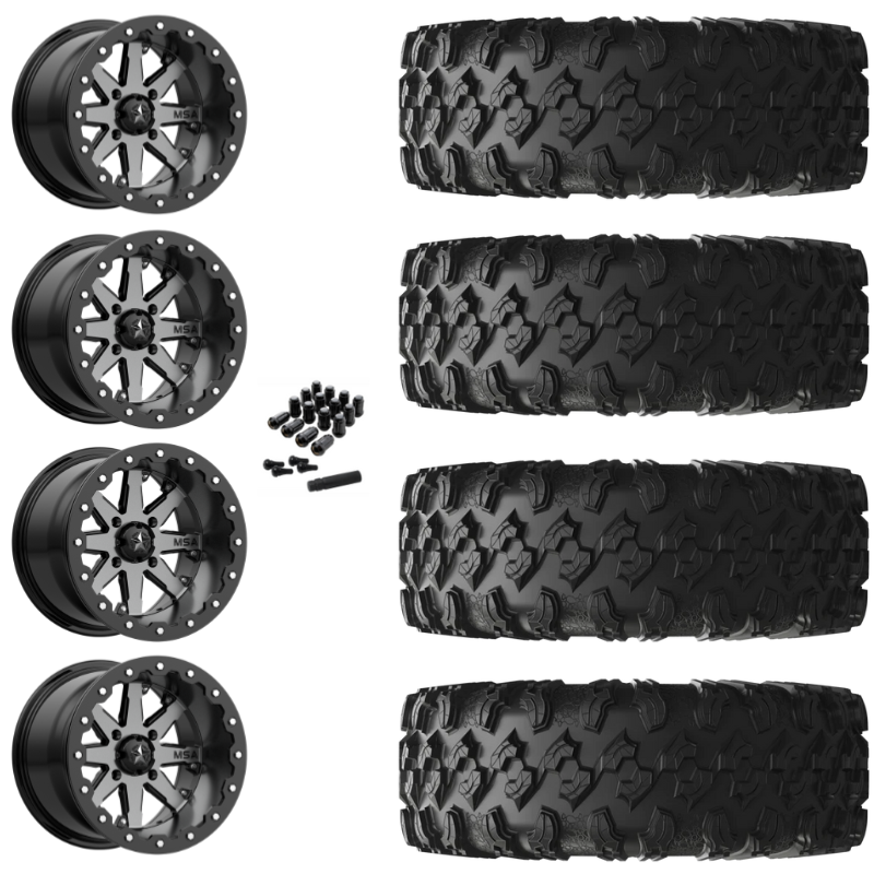 16" MSA Lok M21 Beadlock Charcoal Rims & 30" EFX MotoRavage Tires 8 Ply