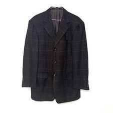Pal Zileri Plaid Houndstooth Wool Cashmere Blazer - Brown/Black 48R