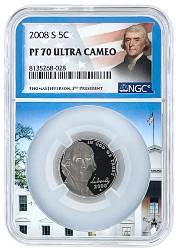2008 S Jefferson Nickel NGC PF70 Ultra Cameo - White House Core