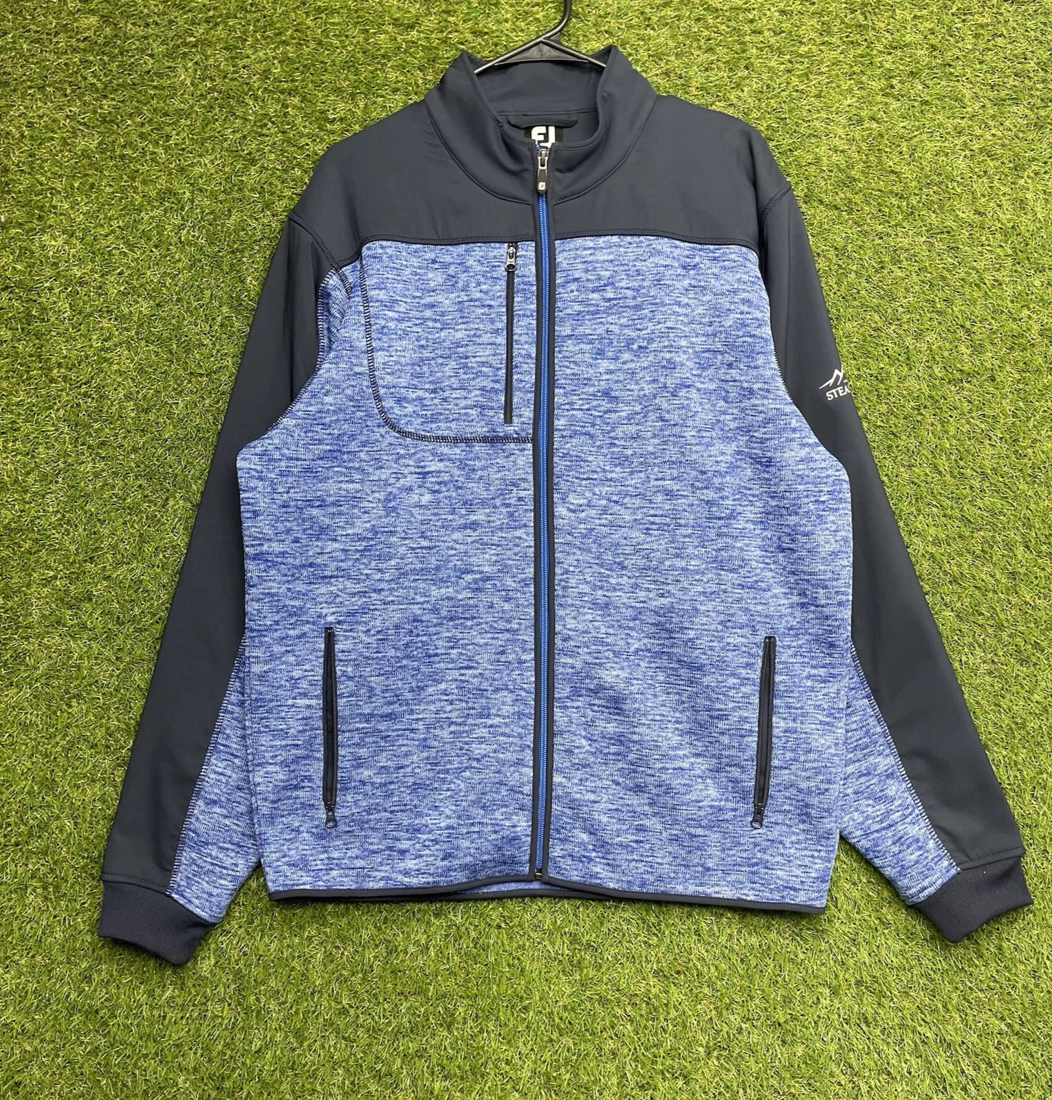 Footjoy Jacket Mens Medium Blue Grey Full Zip Up Golf Basic Fleece Outdoor Golf