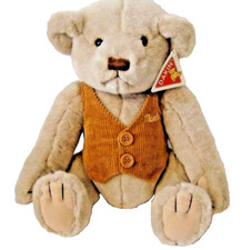 Dakin Teddy Bear Plush Stuffed Animal Mocha Brown Corduroy Vest Vintage 24794