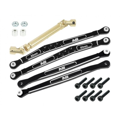 NS CNC Brass/ 7075 Aluminum Extended Rear Suspension Links Set (BLACK)-FMS FCX24