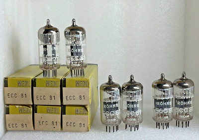 2 Röhren ECC81 12AT7 METAL (Mullard) Japan Production  matched pair 45° Getter