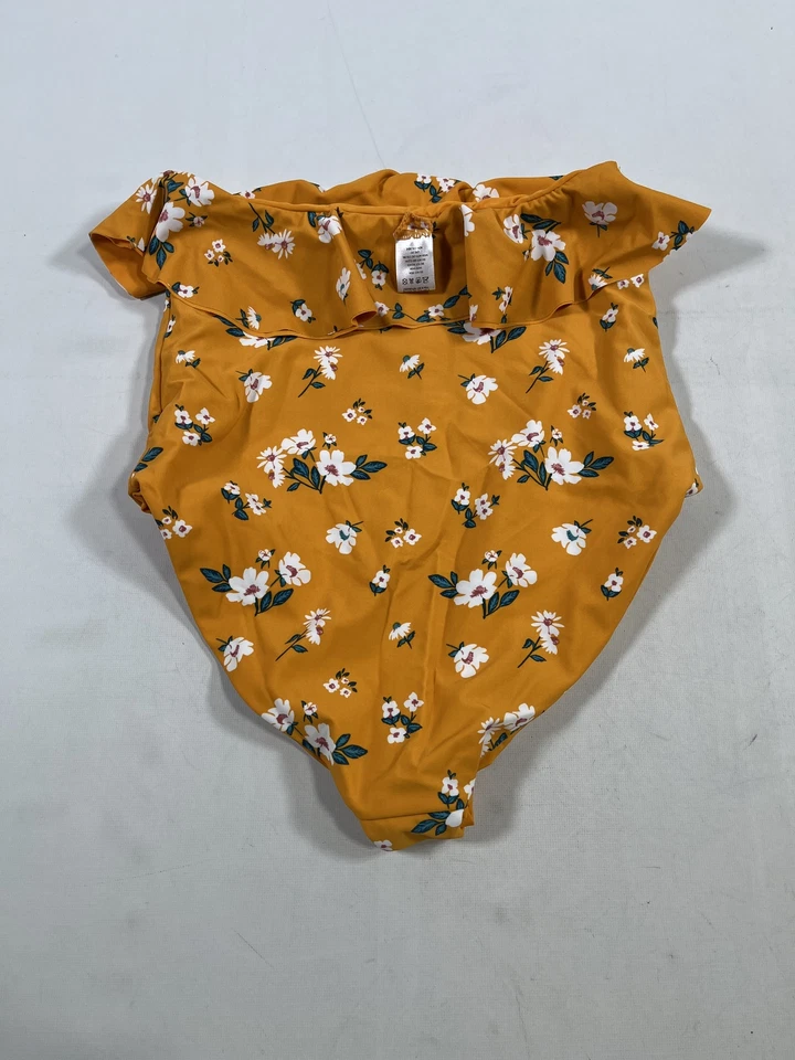 Traje de baño para mujer Coral Reef amarillo con volantes florales parte inferior mediana M NUEVO Foto 3 de 4