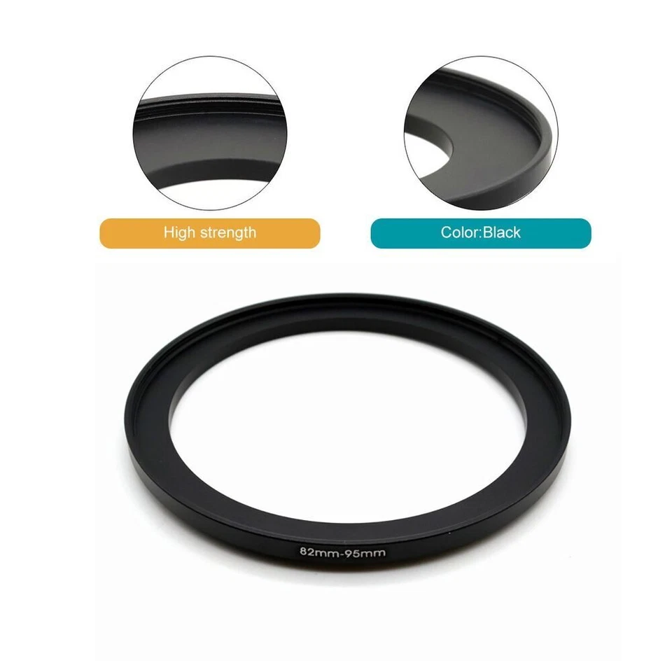82-95mm Step-Up Metal Lens Adapter Filter Ring / 82mm Lens to 95mm Accessory - Image 2 of 3