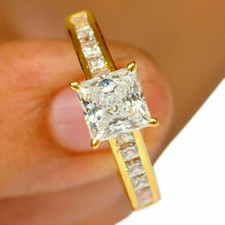 Princess Cut Transparent White Sapphire Solitaire Style Engagement Women's Ring