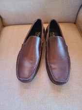 MARC JOSEPH MJNY Brown Leather Loafer Driving Mocs Size 12 Leather Lacing Brazil
