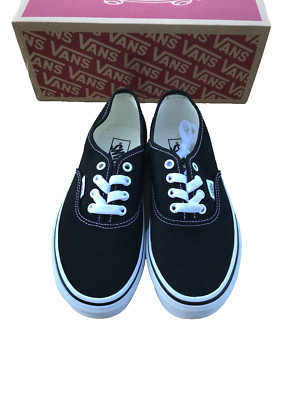 Vans Authentic Trainers Schwarz Weiß Schuhe Unisex Canvas Sneaker UK 2 Plimsolls