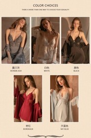 Women Sexy Lingerie Satin Lace Chemise Strap Slip Sleepwear Dress Robe Thong
