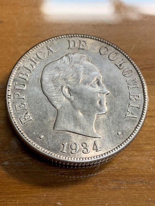Colombia 1934 Silver 50 centavos US Mint Made AU/Uncirculated  SKU# 31918