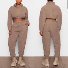 SKIMS Teddy Drawstring Jogger Pants in Desert Sz M