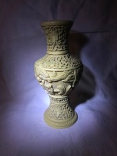 NORLEANS Signed Antique Ornate Chinese Vase Hand Carved Celluloid made in Italy