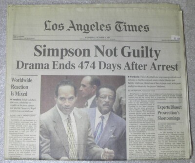 OJ Simpson, LA Times, SJ Mercury News, Oct 3&4 1995, complete newspapers