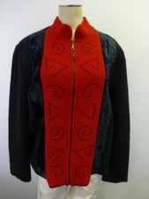 Womens South Wool Uruguay Red Black Zip Up Virgin New Wool Jacket Coat Sz Large