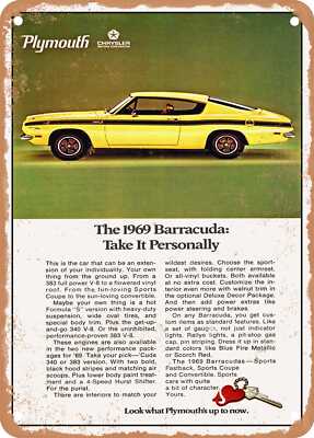 METAL SIGN - 1969 Plymouth Barracuda Sports Fastback Vintage Ad
