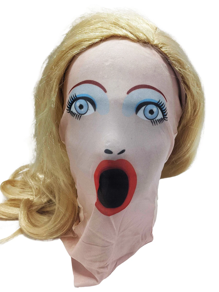 Blow Up Doll Mask With Wig Sassy Female Woman Sexy Costume Face Hair Funny Humor eBay