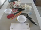Junk Drawer - Kitchen Items Shot Glass, Pizza Cutter, Cookie Cutters, Tin, Misc.