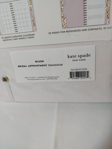 Engaged Kate Spade Bridal Planner 15 Mo. Engagement Appointment Calendar BLUSH - Picture 5 of 10