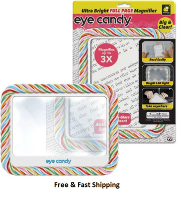 Eye Candy Ultra-Bright Full-Page Magnifier, As Seen On TV, Magnifies Up To 3X
