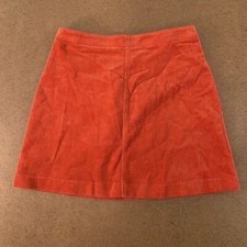 Forever 21 Womens A Line Corduroy Skirt Coral Orange Mini Back Zipper M New