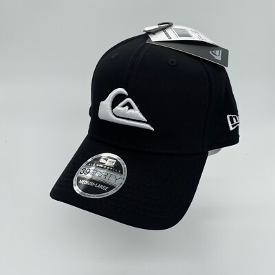 Quiksilver Men's Mountain and Wave Hat Cap Solid Black White Logo Size M/L